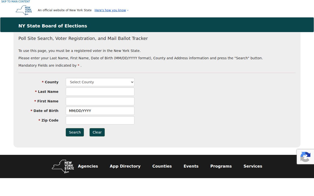 Suffolk County residents directory New York voter lookup form