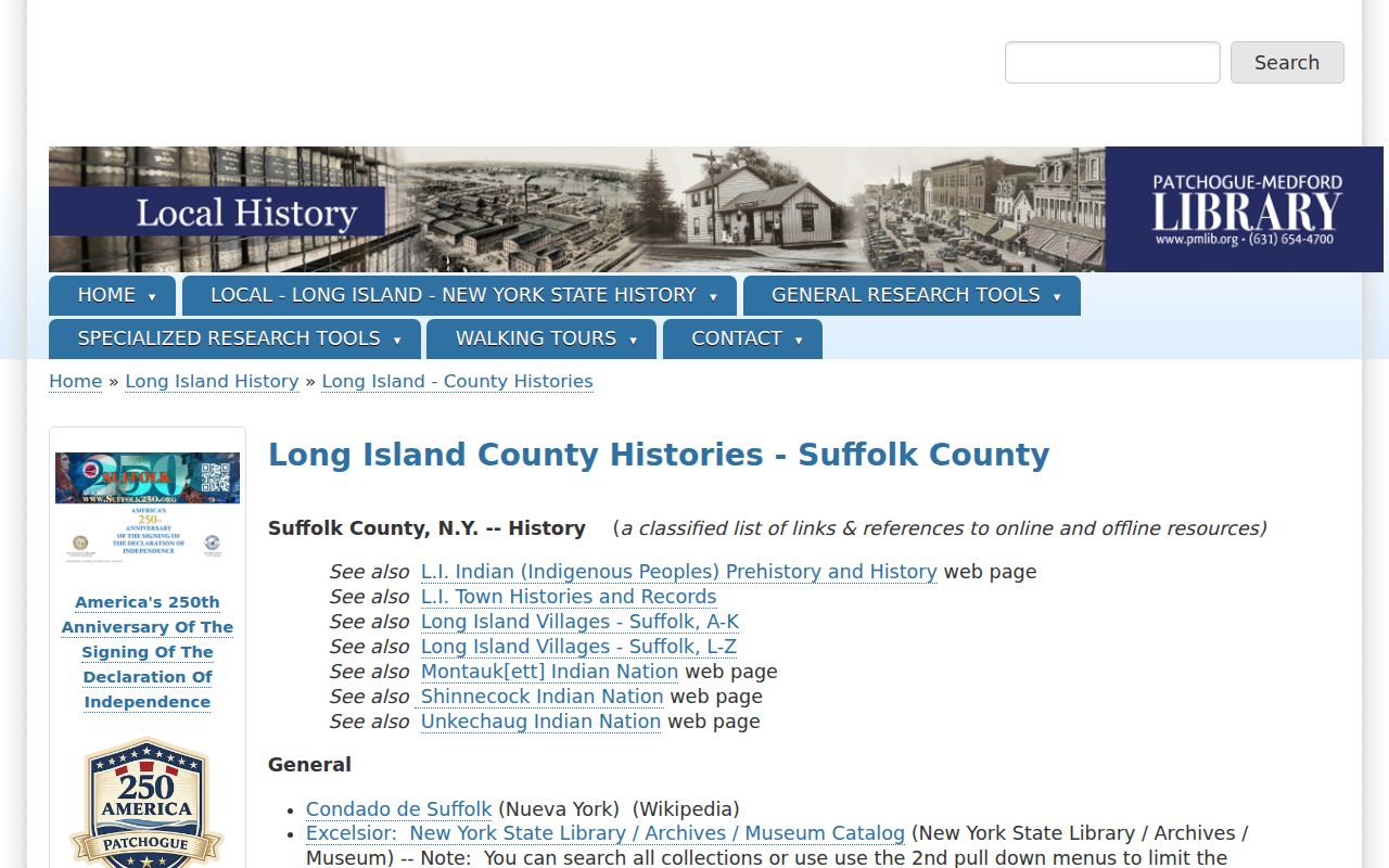 Suffolk County residents directory Patchogue local history directory resources