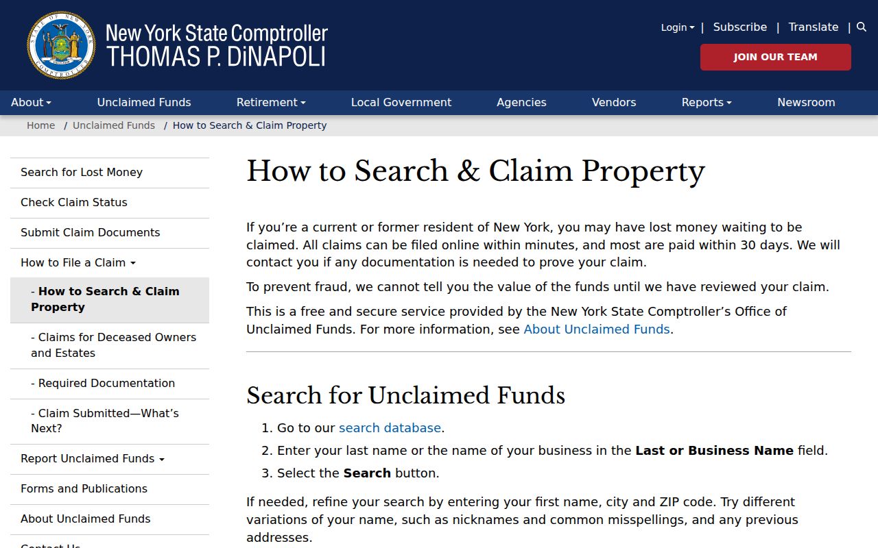 Suffolk County neighbors view of the New York unclaimed funds search guidance