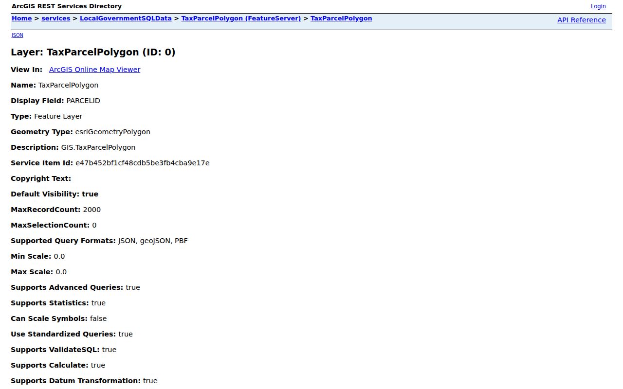 Suffolk County street directory parcel schema for address records